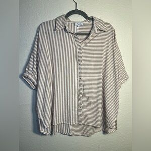 Petal Dew striped cotton button down top